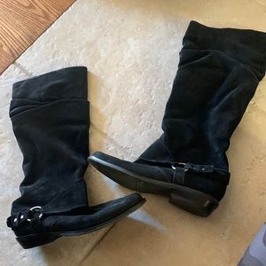 Franco Sarto black suede slouch boots